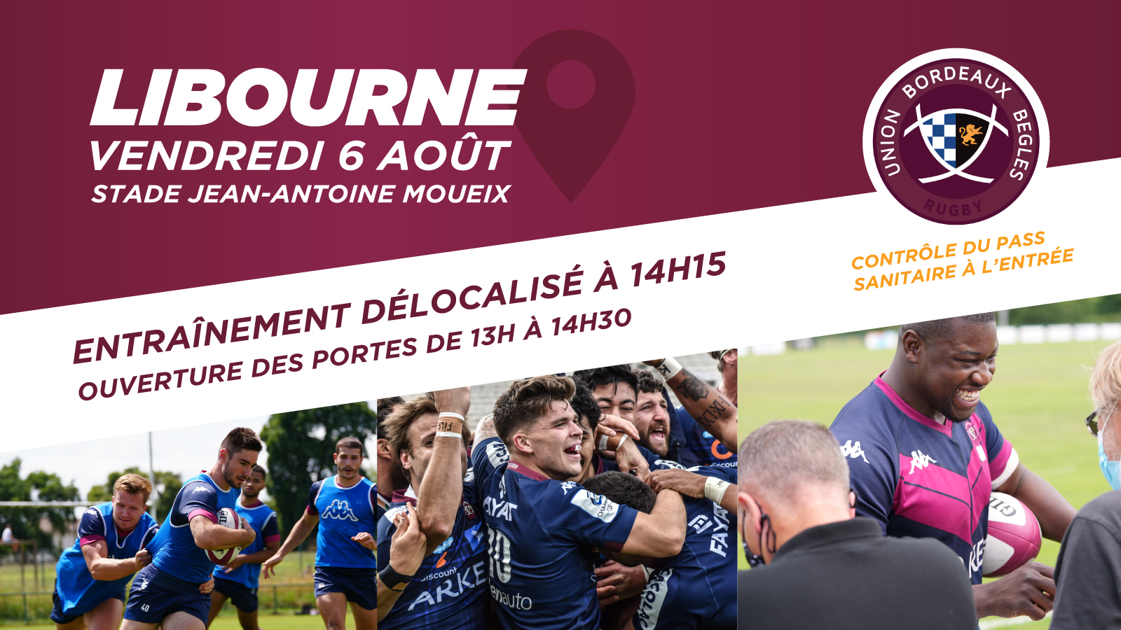 Entraînement délocalisé à Libourne vendredi 6 août pour l'UBB